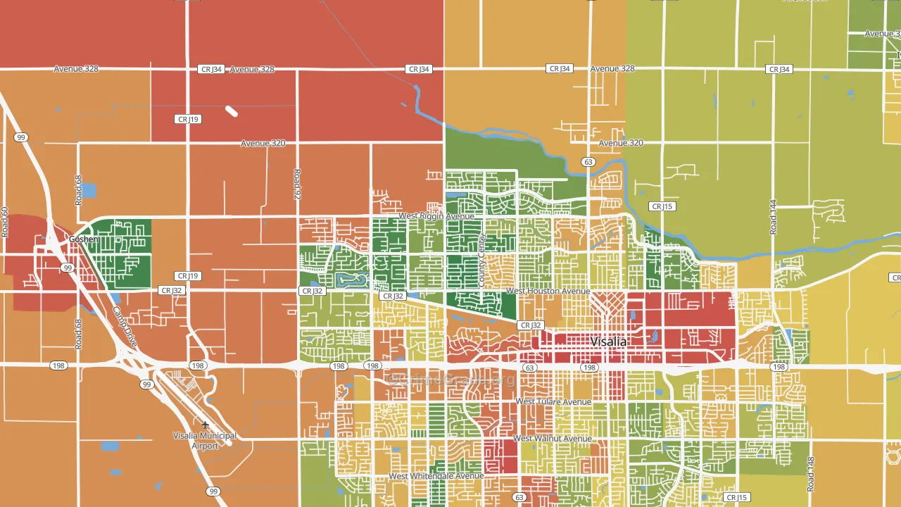 93291, CA Map of Theft Rates