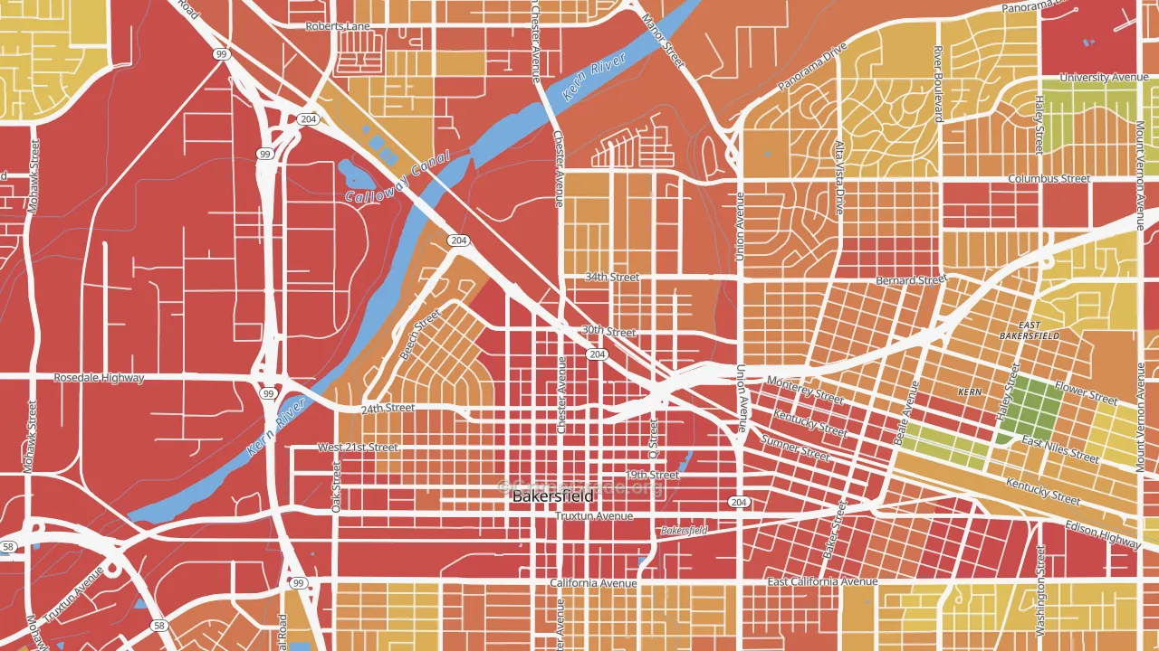 93301, CA Map of Theft Rates