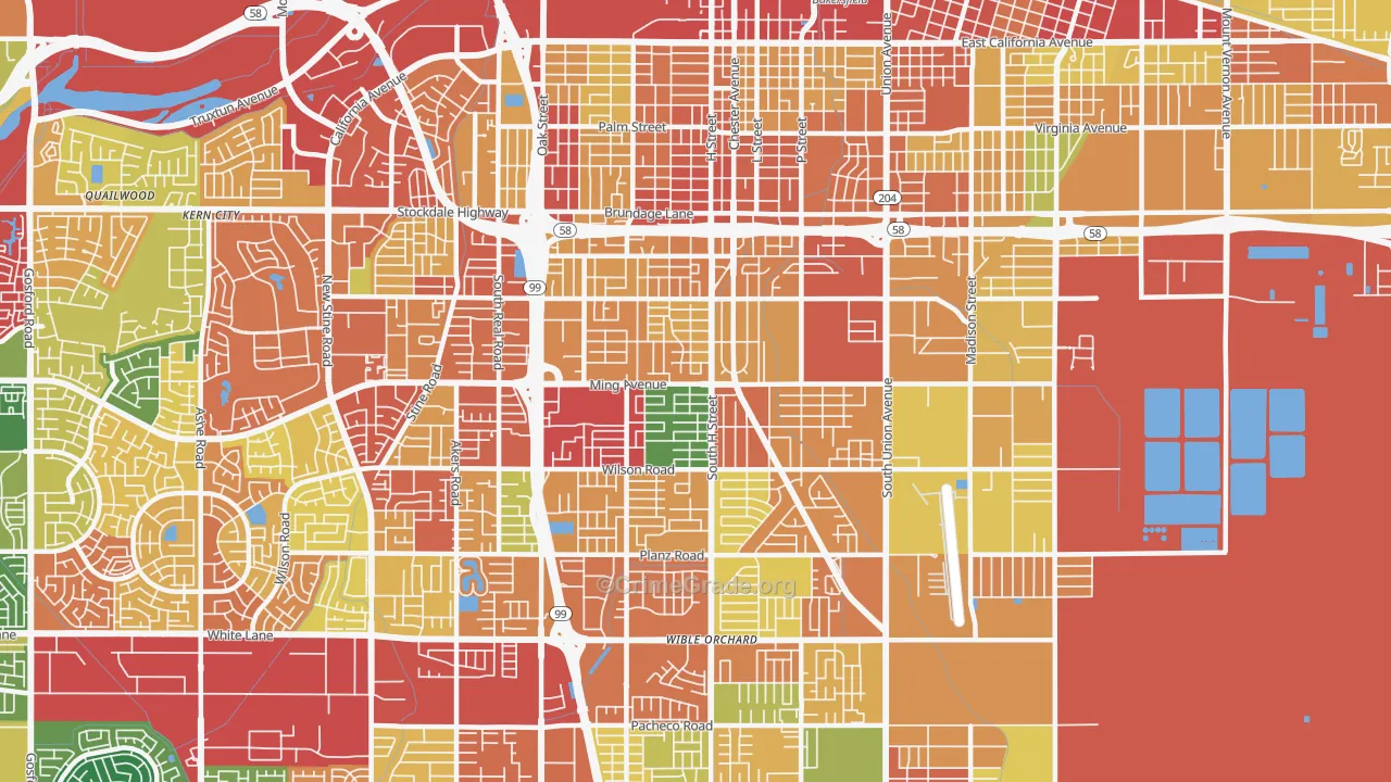 93304, CA Map of Theft Rates
