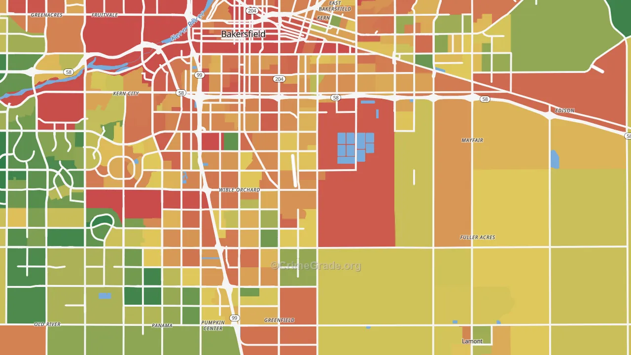 93307, CA Map of Theft Rates