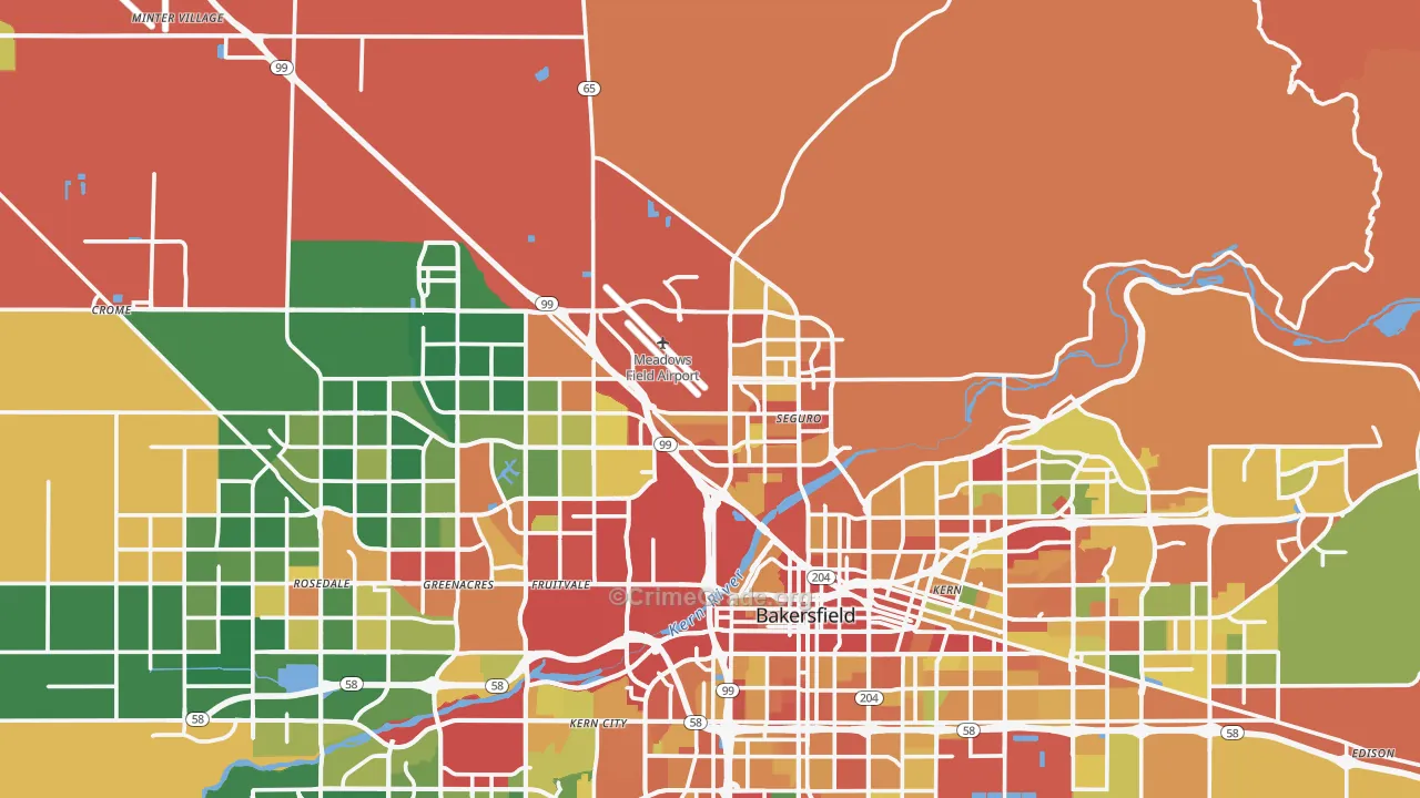 93308, CA Map of Theft Rates