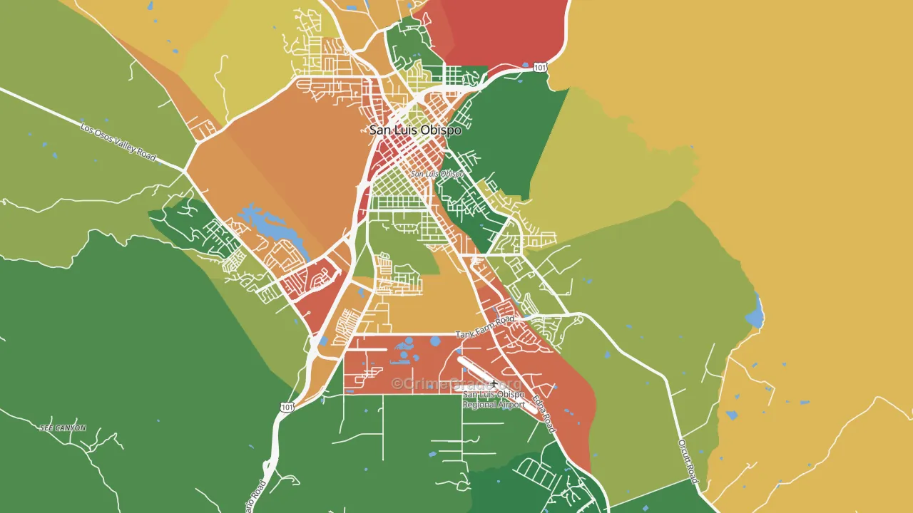 93401, CA Map of Theft Rates