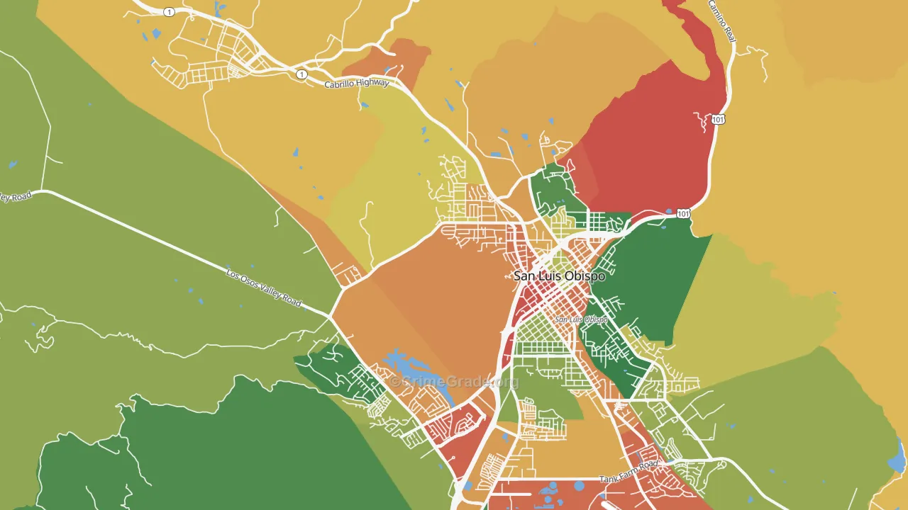 93405, CA Map of Theft Rates