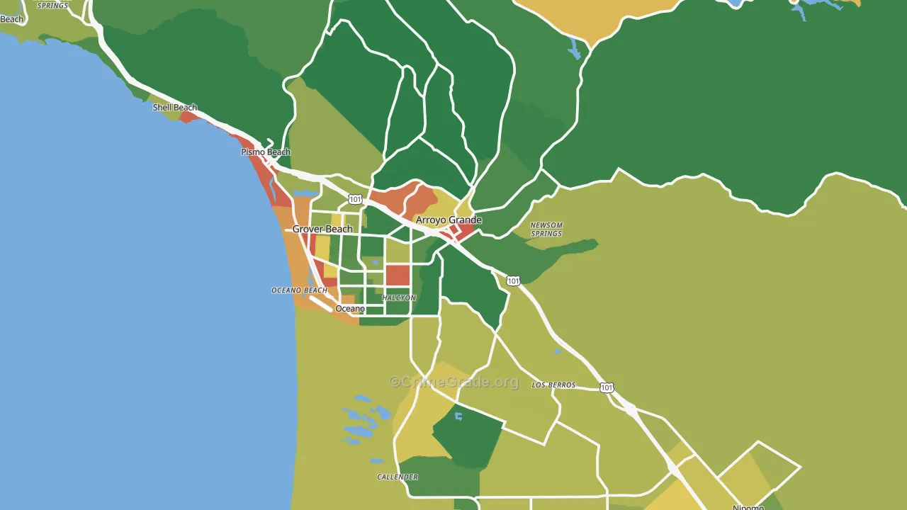93420, CA Map of Theft Rates