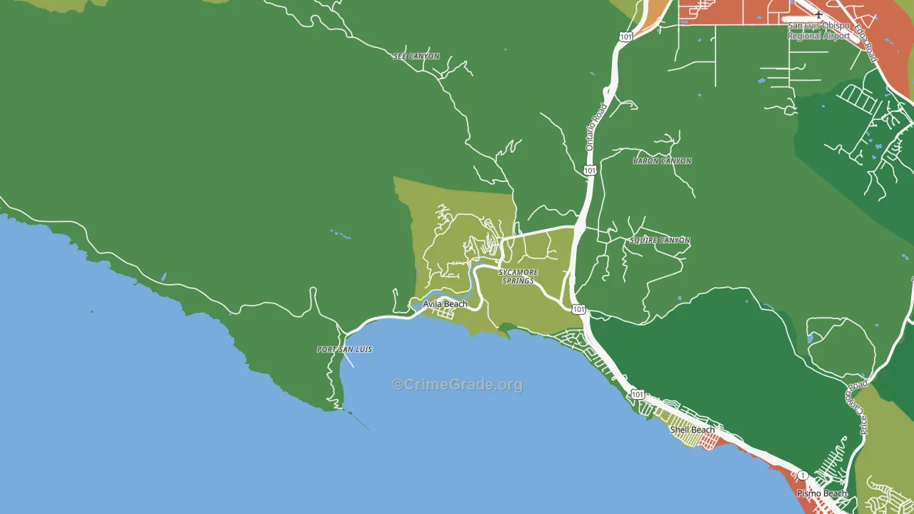 93424, CA Map of Theft Rates