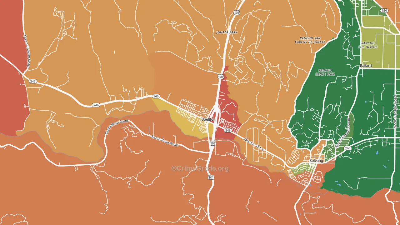 93427, CA Map of Theft Rates