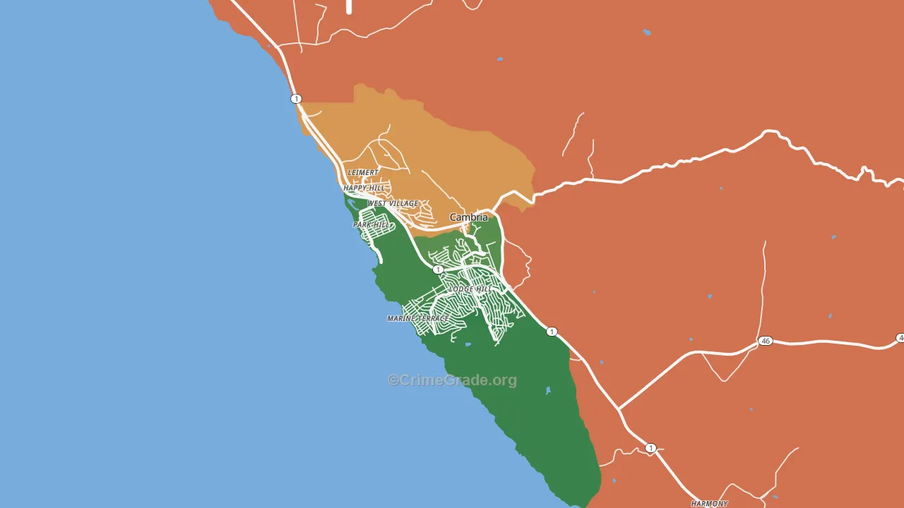 93428, CA Map of Theft Rates