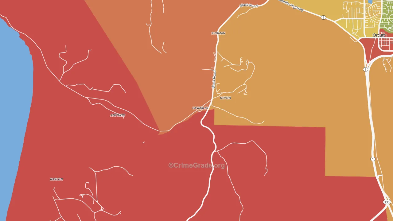 93429, CA Map of Theft Rates