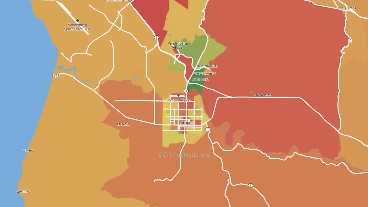 93436, CA Map of Theft Rates