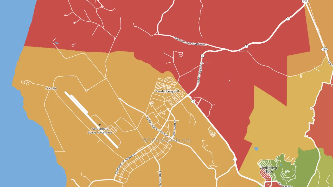 93437, CA Map of Theft Rates