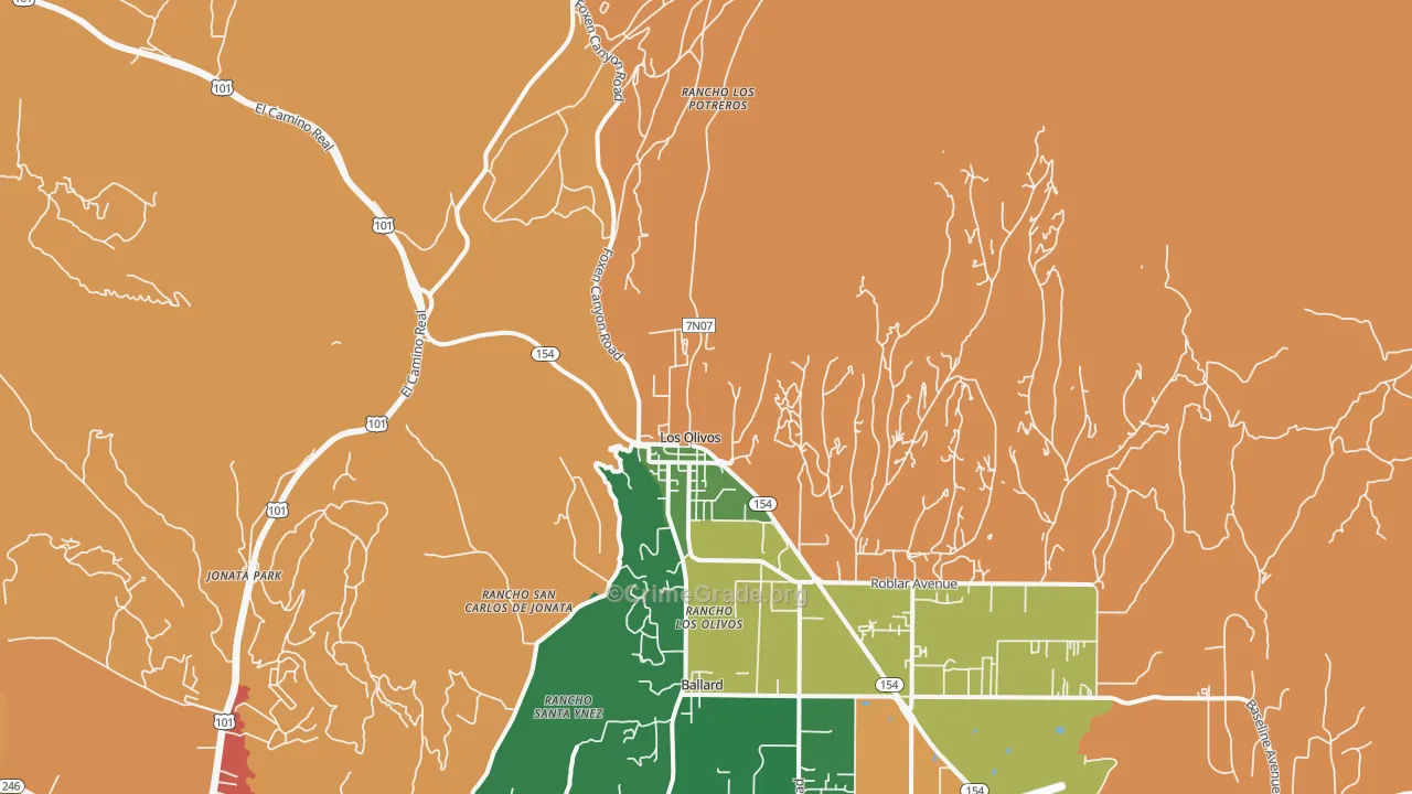 93441, CA Map of Theft Rates