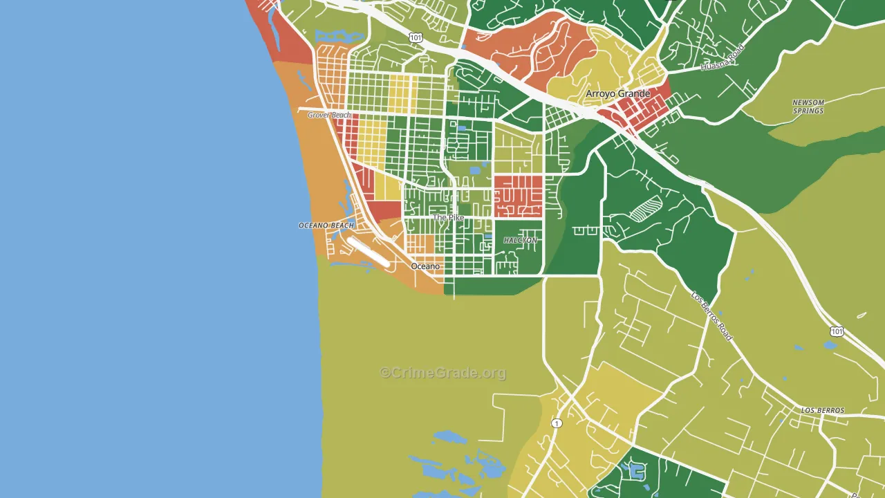 93445, CA Map of Theft Rates