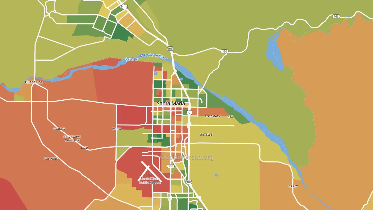 93454, CA Map of Theft Rates