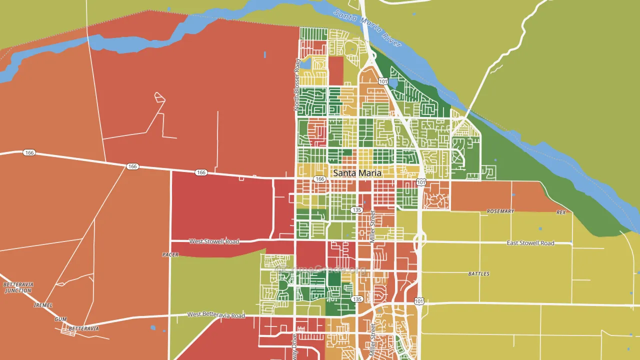93458, CA Map of Theft Rates