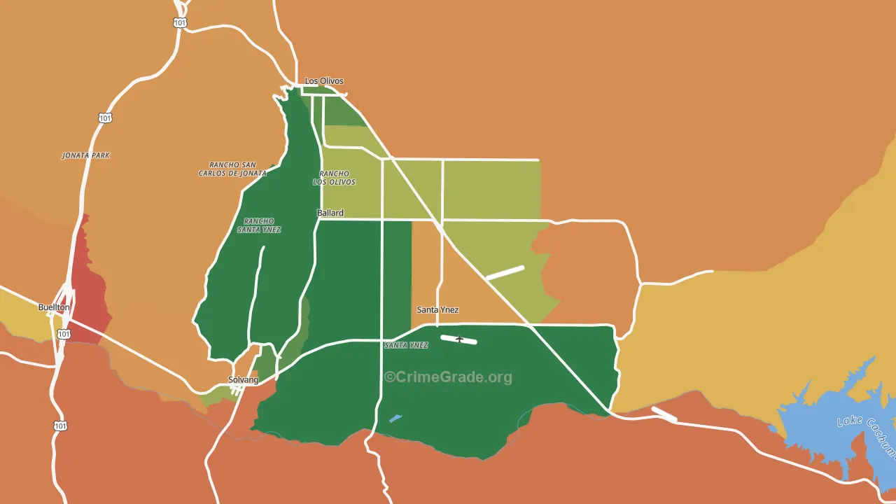 93460, CA Map of Theft Rates