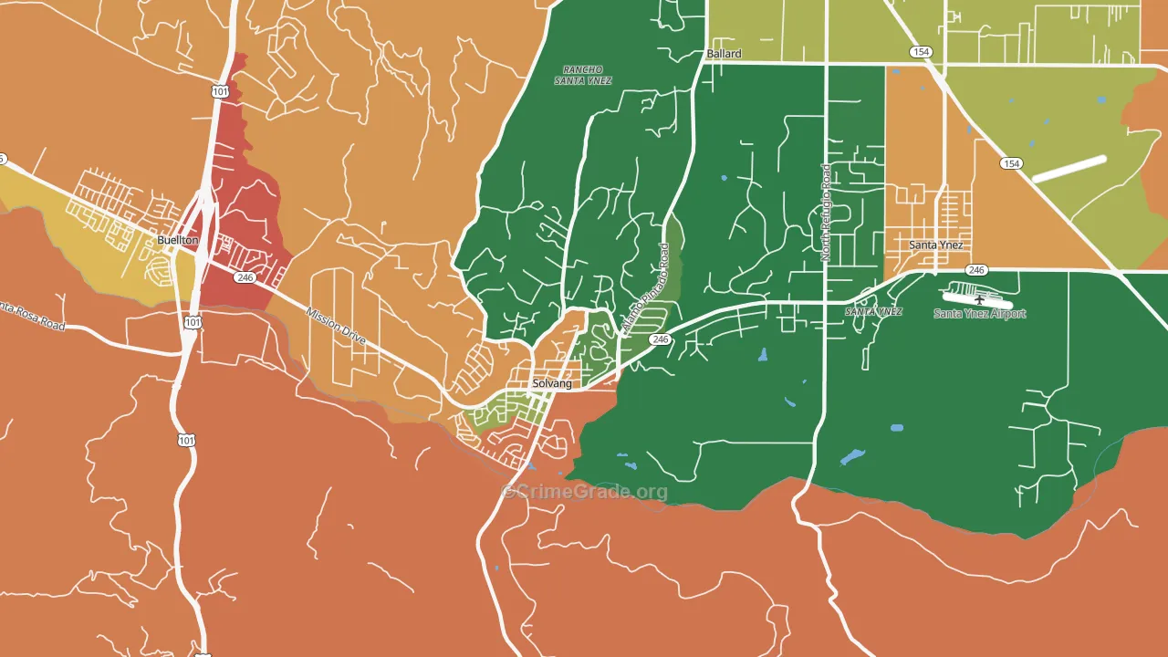 93463, CA Map of Theft Rates
