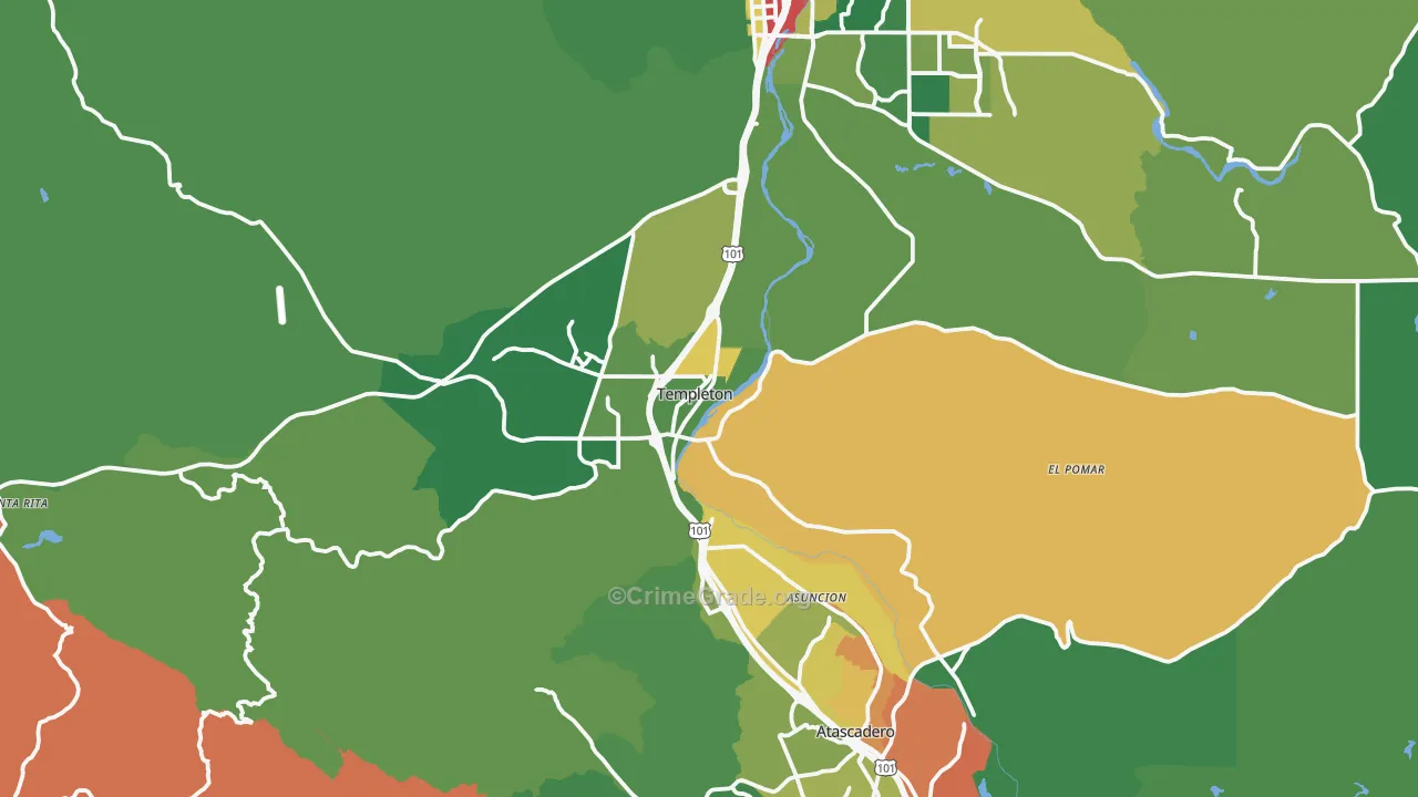 93465, CA Map of Theft Rates