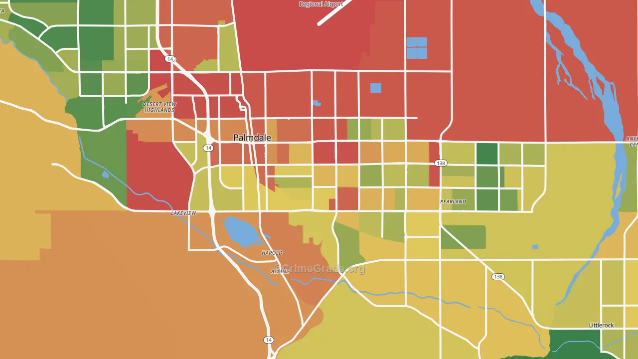 93550, CA Map of Theft Rates