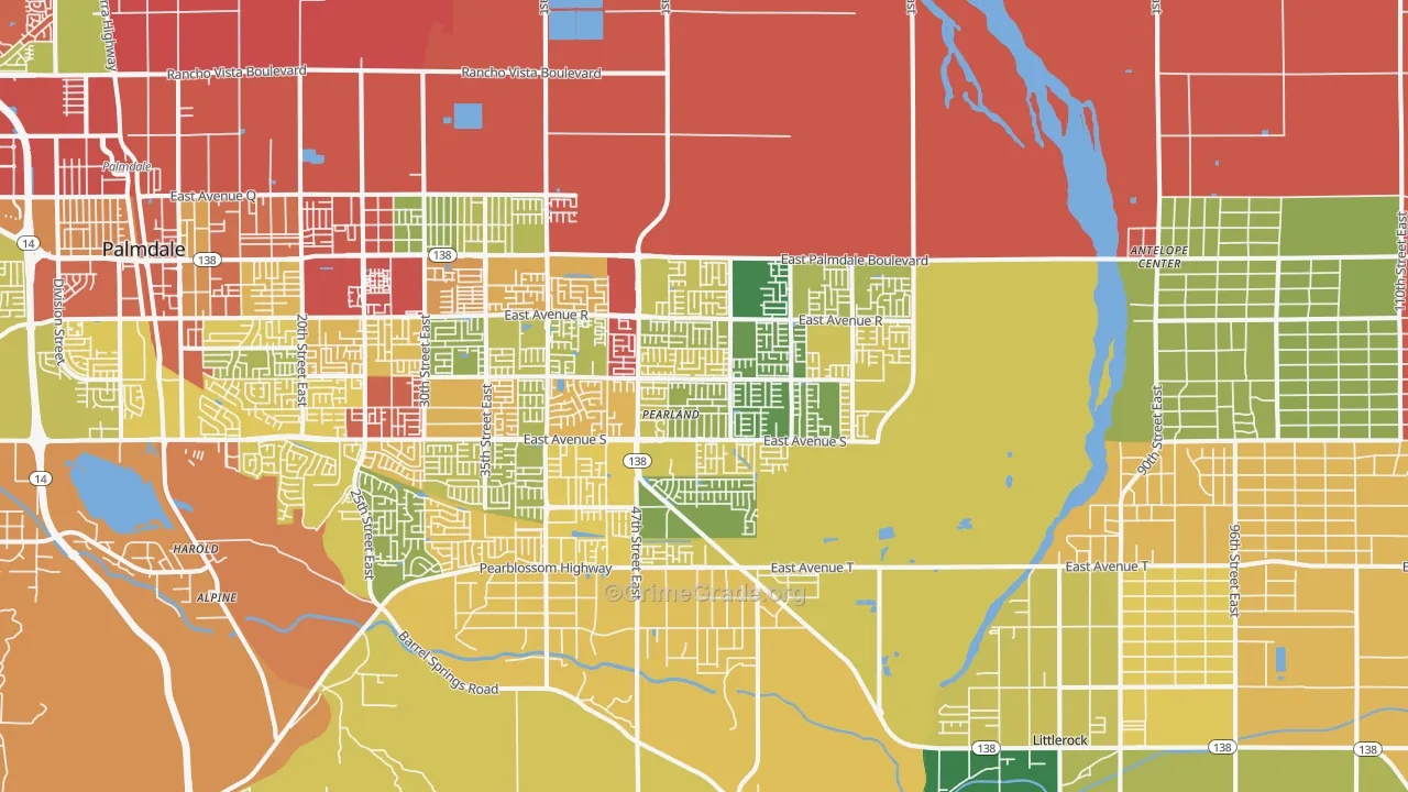 93552, CA Map of Theft Rates