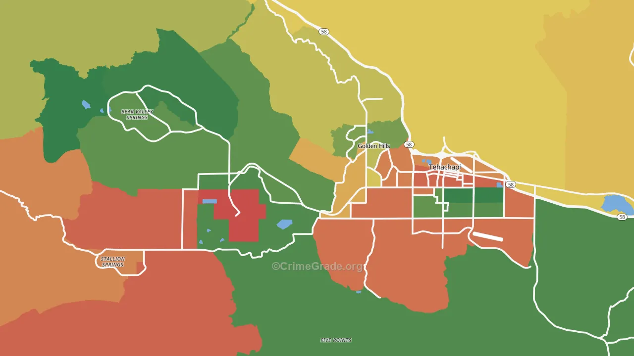 93561, CA Map of Theft Rates