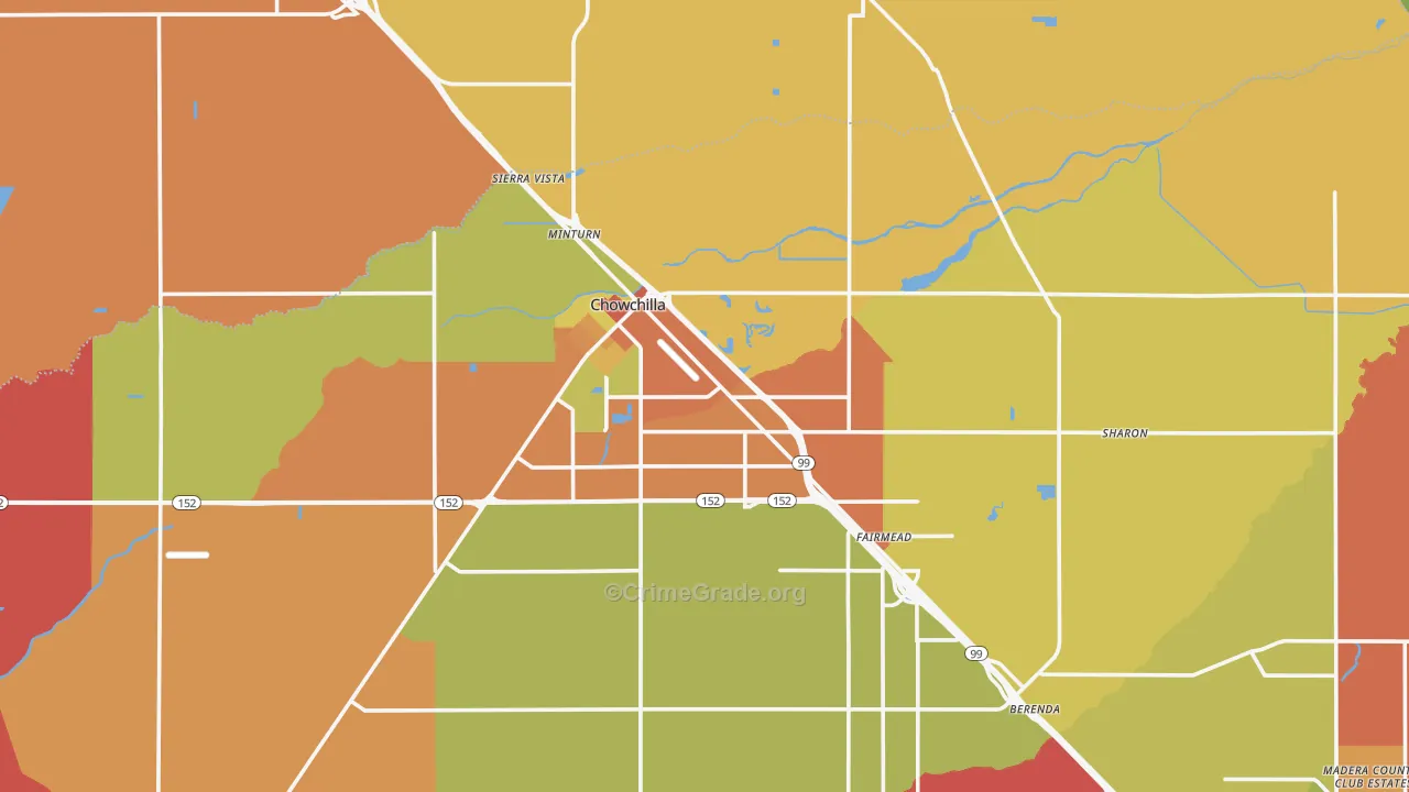 93610, CA Map of Theft Rates