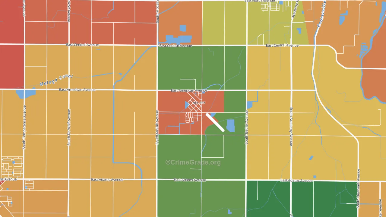 93616, CA Map of Theft Rates
