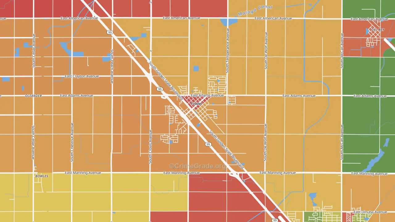 93625, CA Map of Theft Rates