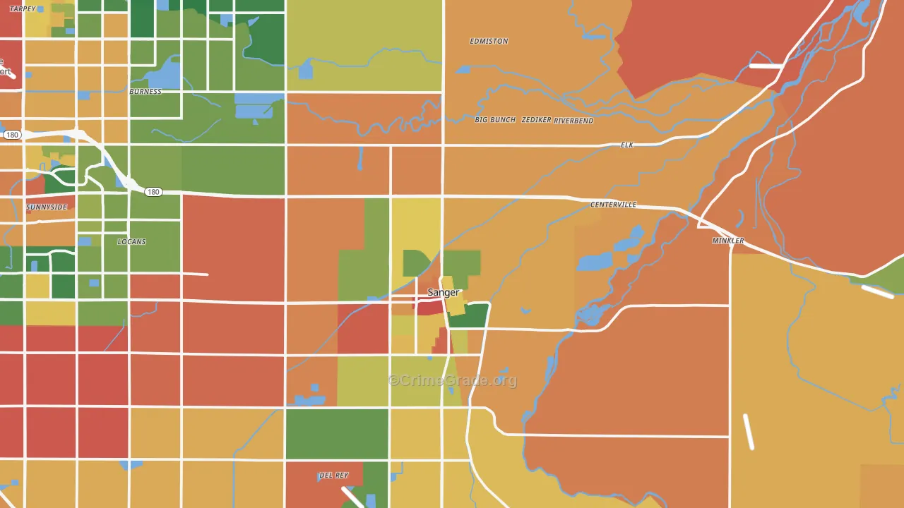 93657, CA Map of Theft Rates