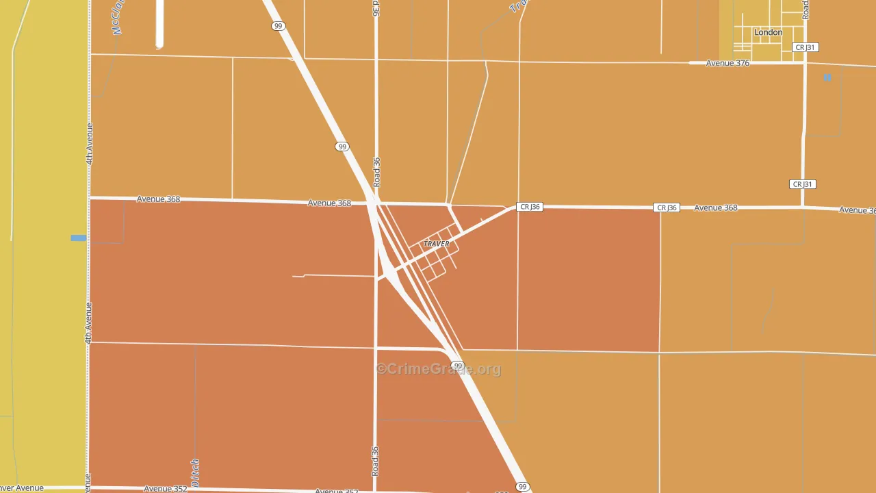 93673, CA Map of Theft Rates