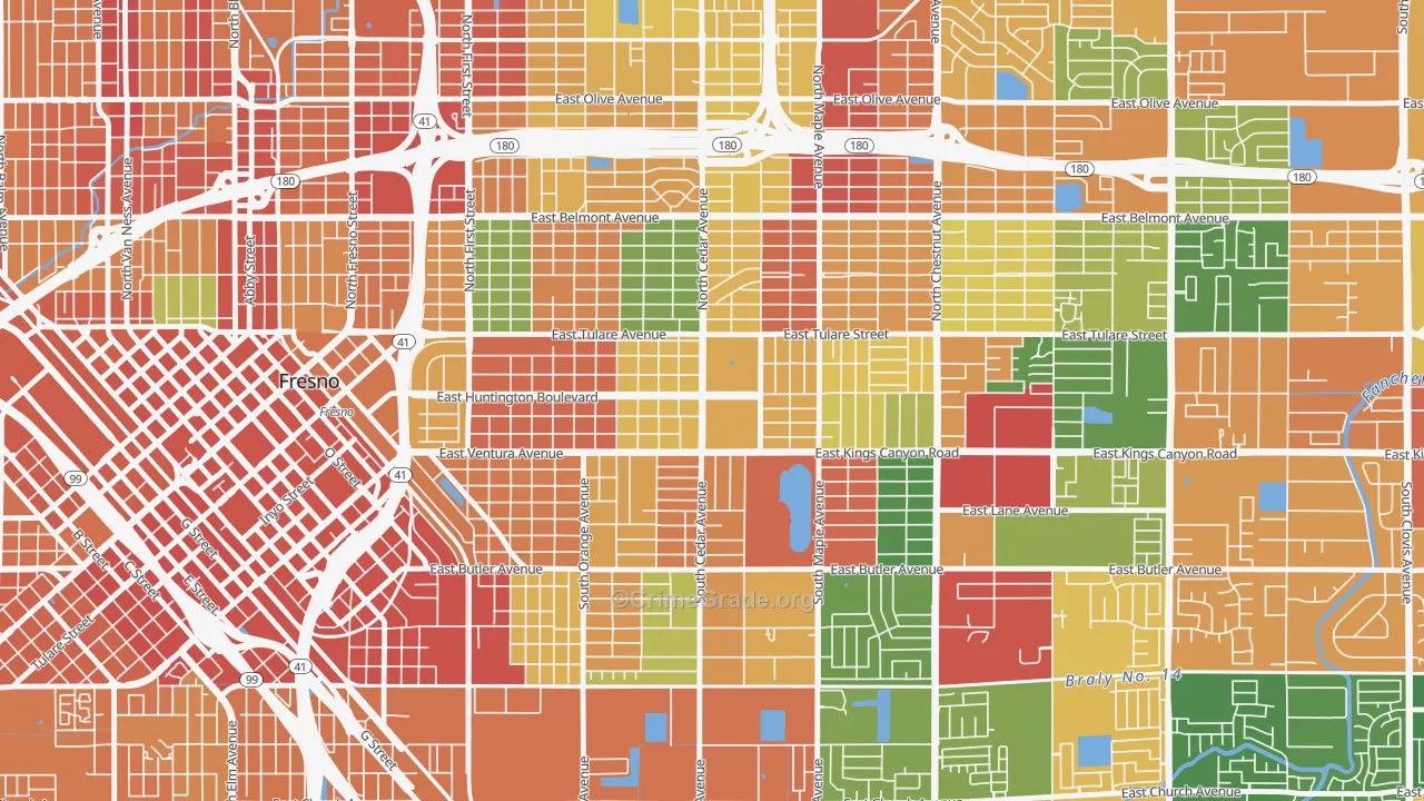 93702, CA Map of Theft Rates