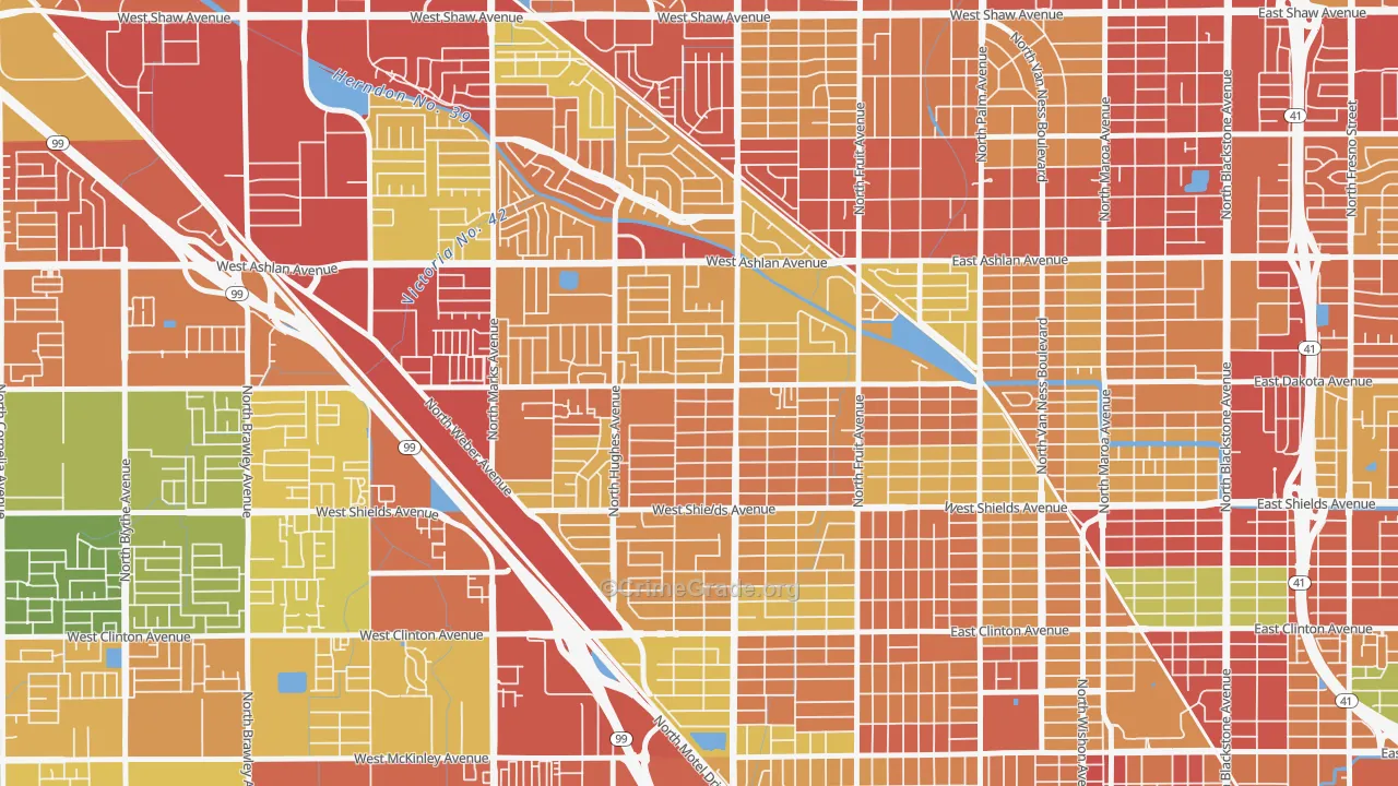 93705, CA Map of Theft Rates