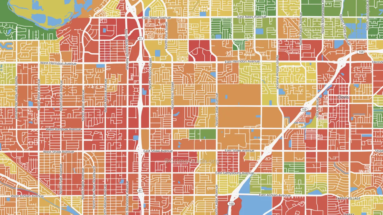 93710, CA Map of Theft Rates