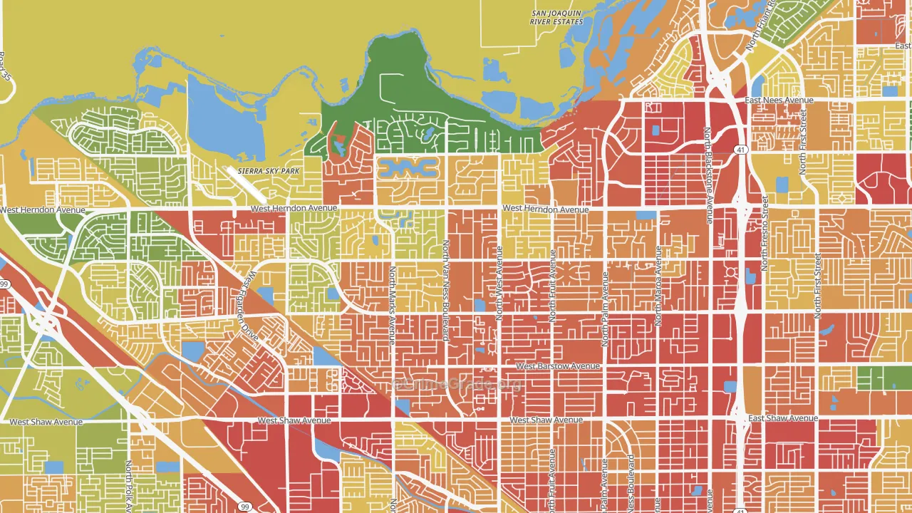 93711, CA Map of Theft Rates