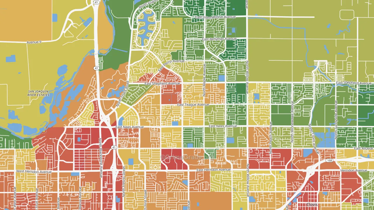 93720, CA Map of Theft Rates