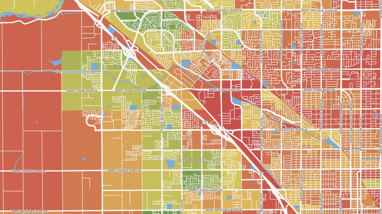 93722, CA Map of Theft Rates