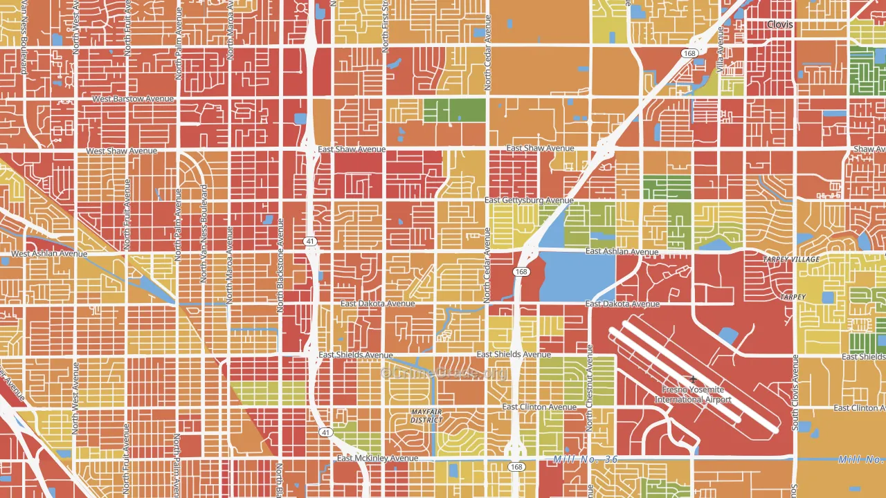 93726, CA Map of Theft Rates