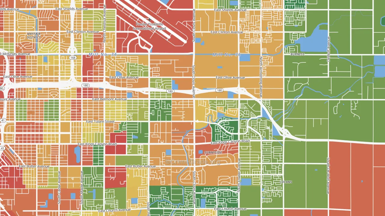 93727, CA Map of Theft Rates