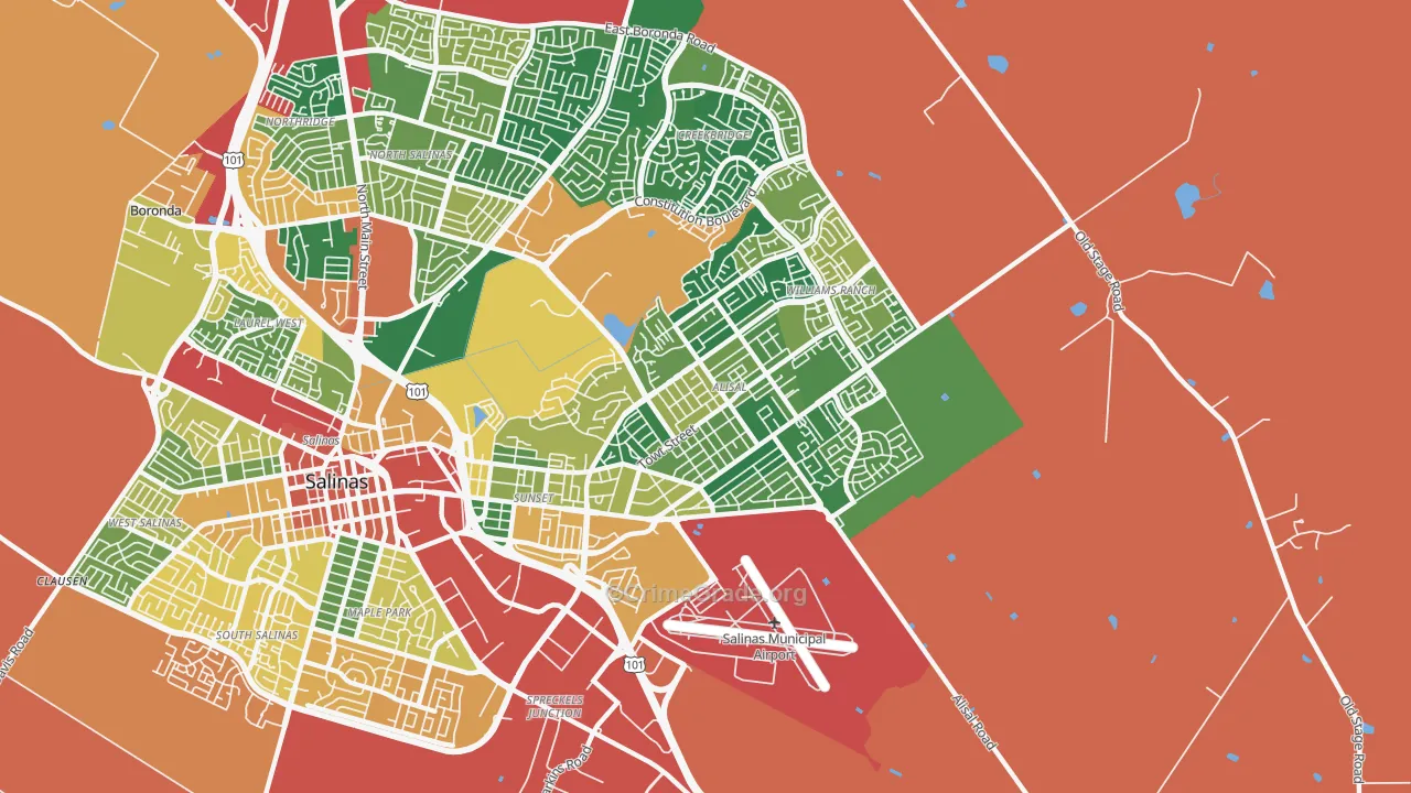 93905, CA Map of Theft Rates