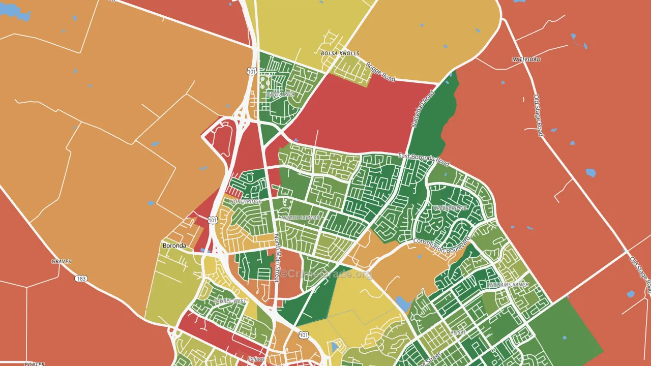 93906, CA Map of Theft Rates
