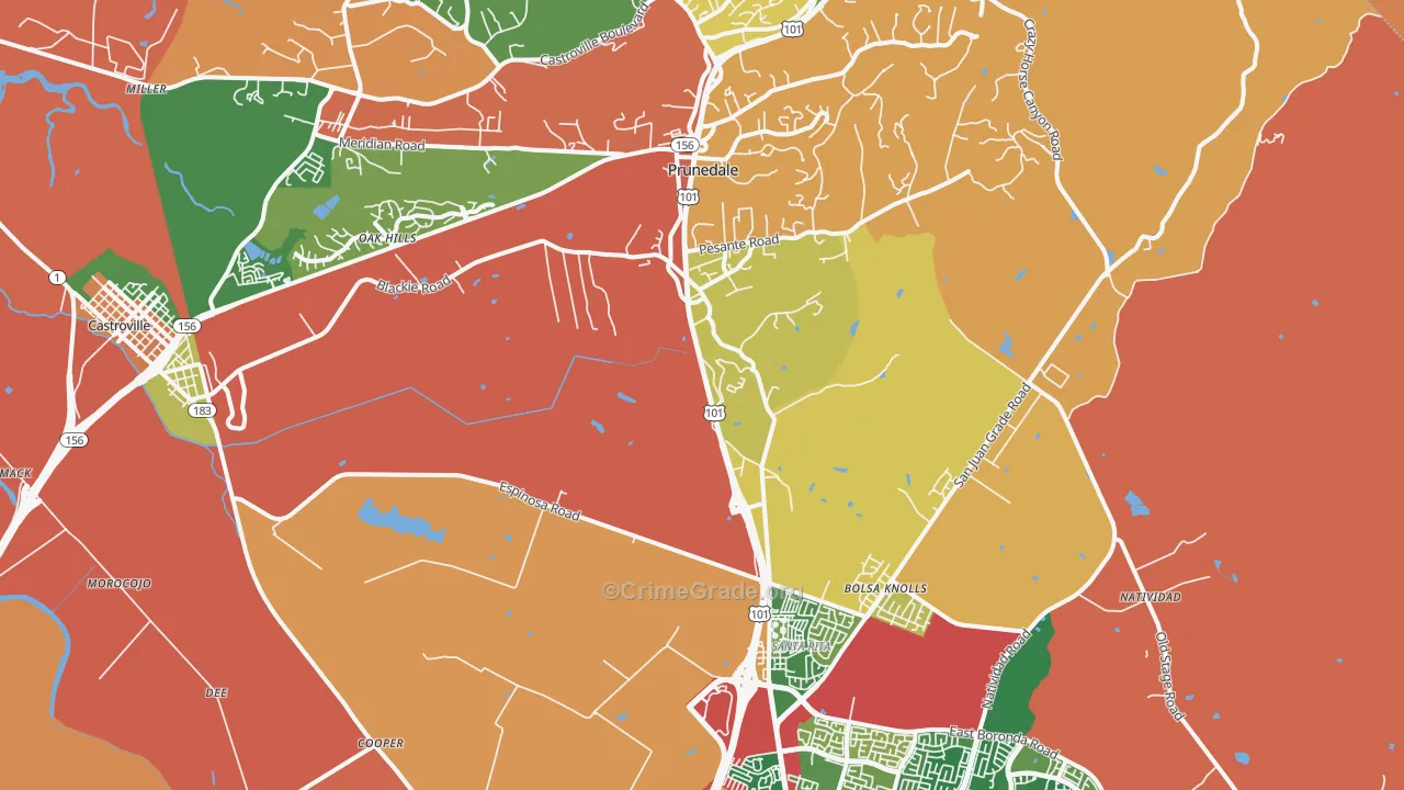93907, CA Map of Theft Rates