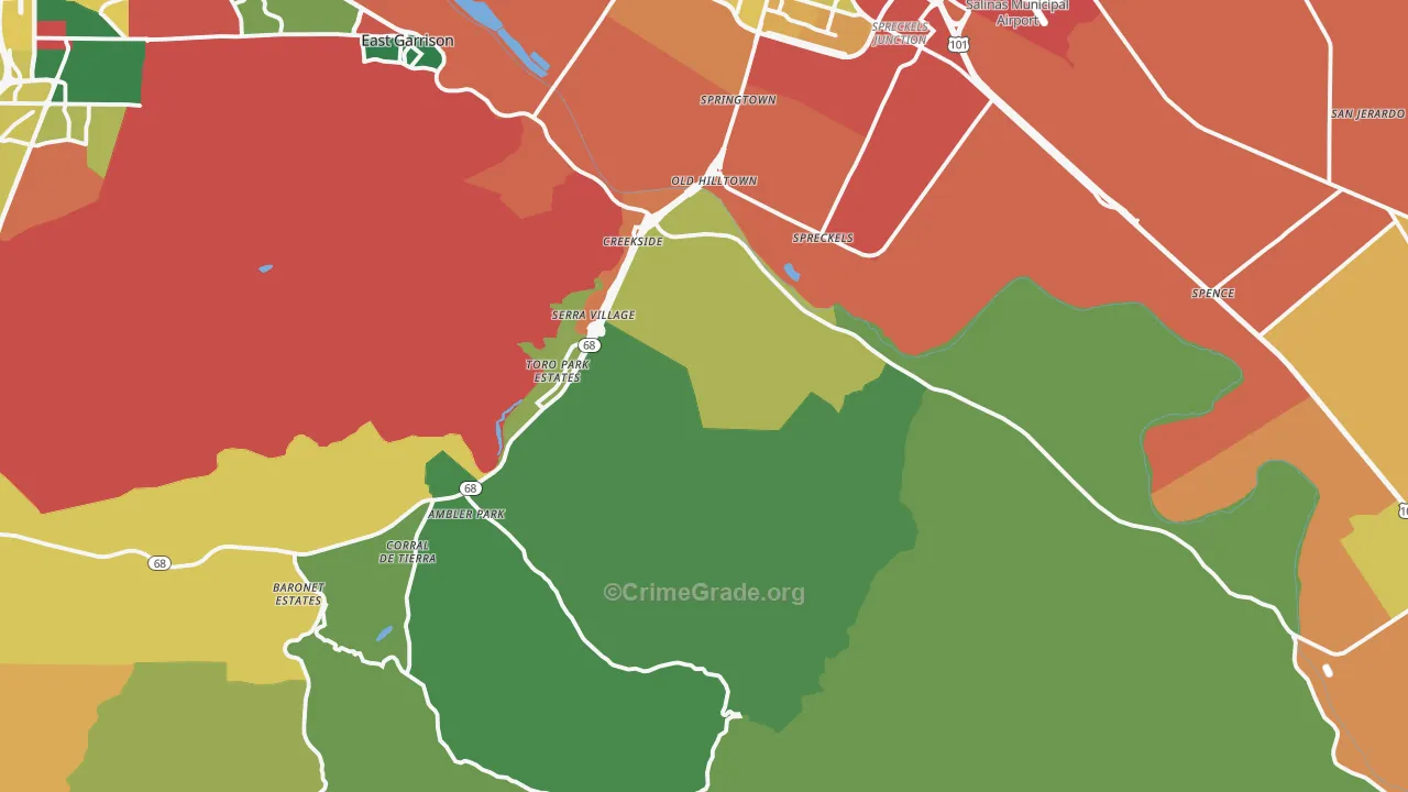 93908, CA Map of Theft Rates
