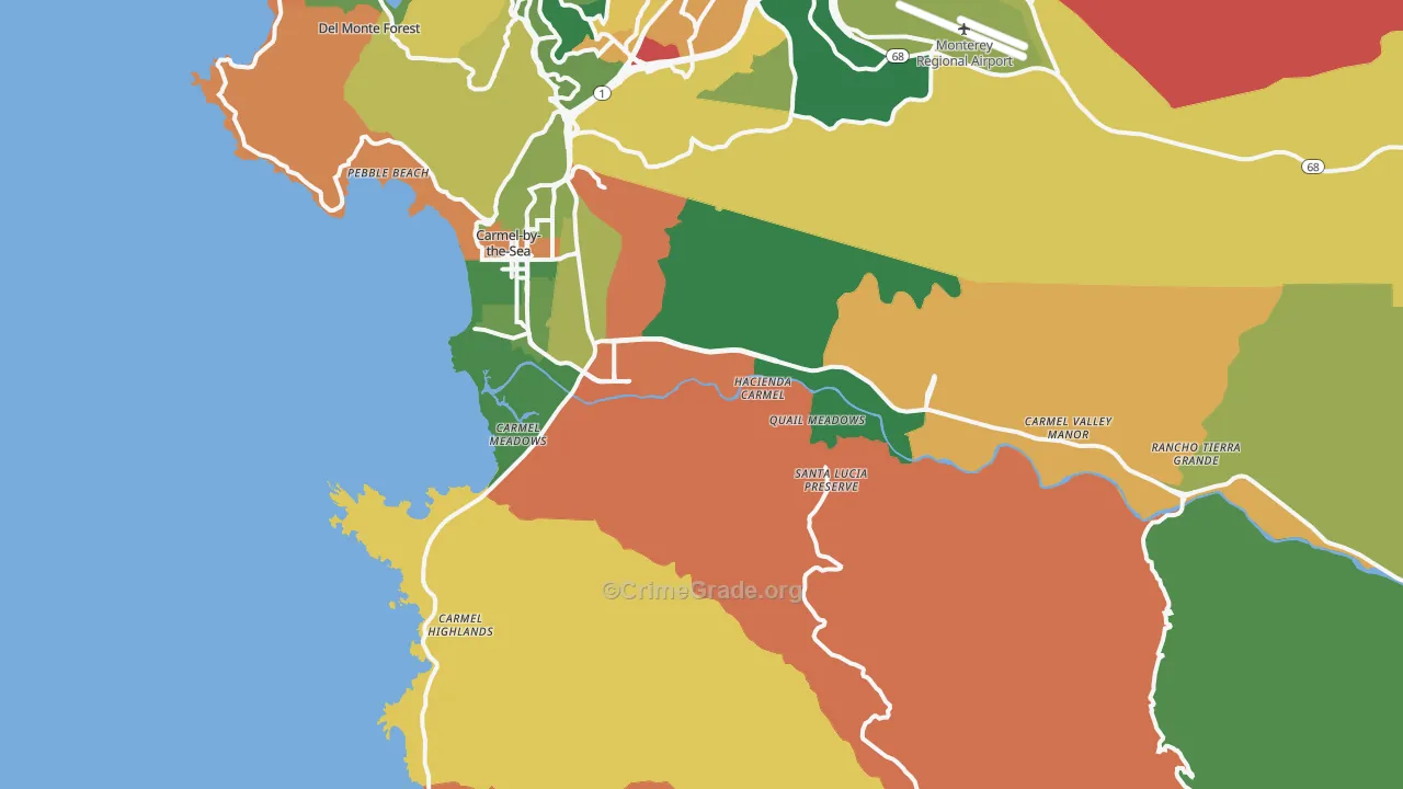 93923, CA Map of Theft Rates