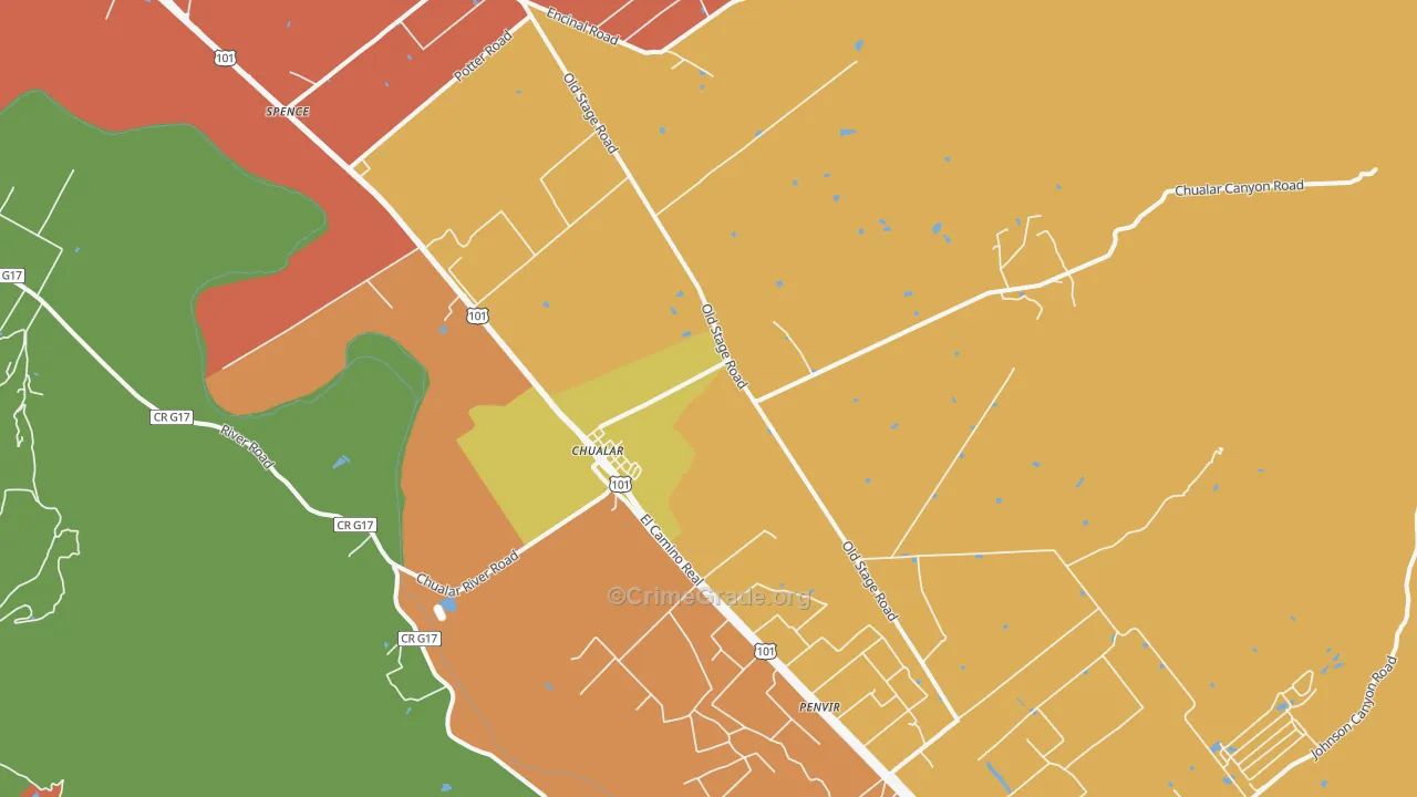 93925, CA Map of Theft Rates