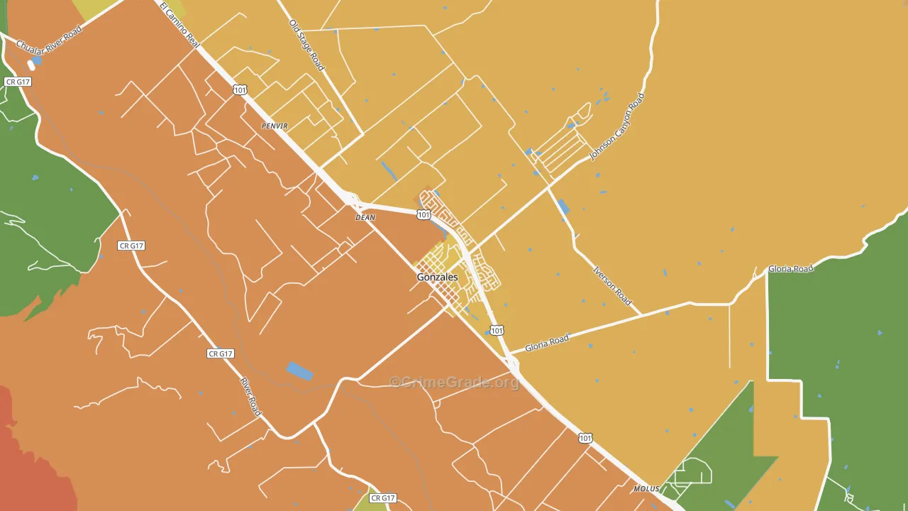 93926, CA Map of Theft Rates