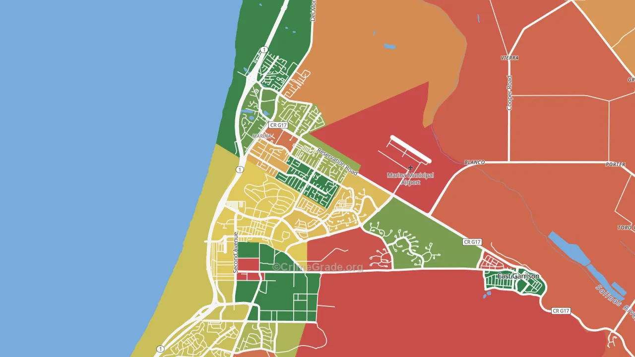 93933, CA Map of Theft Rates