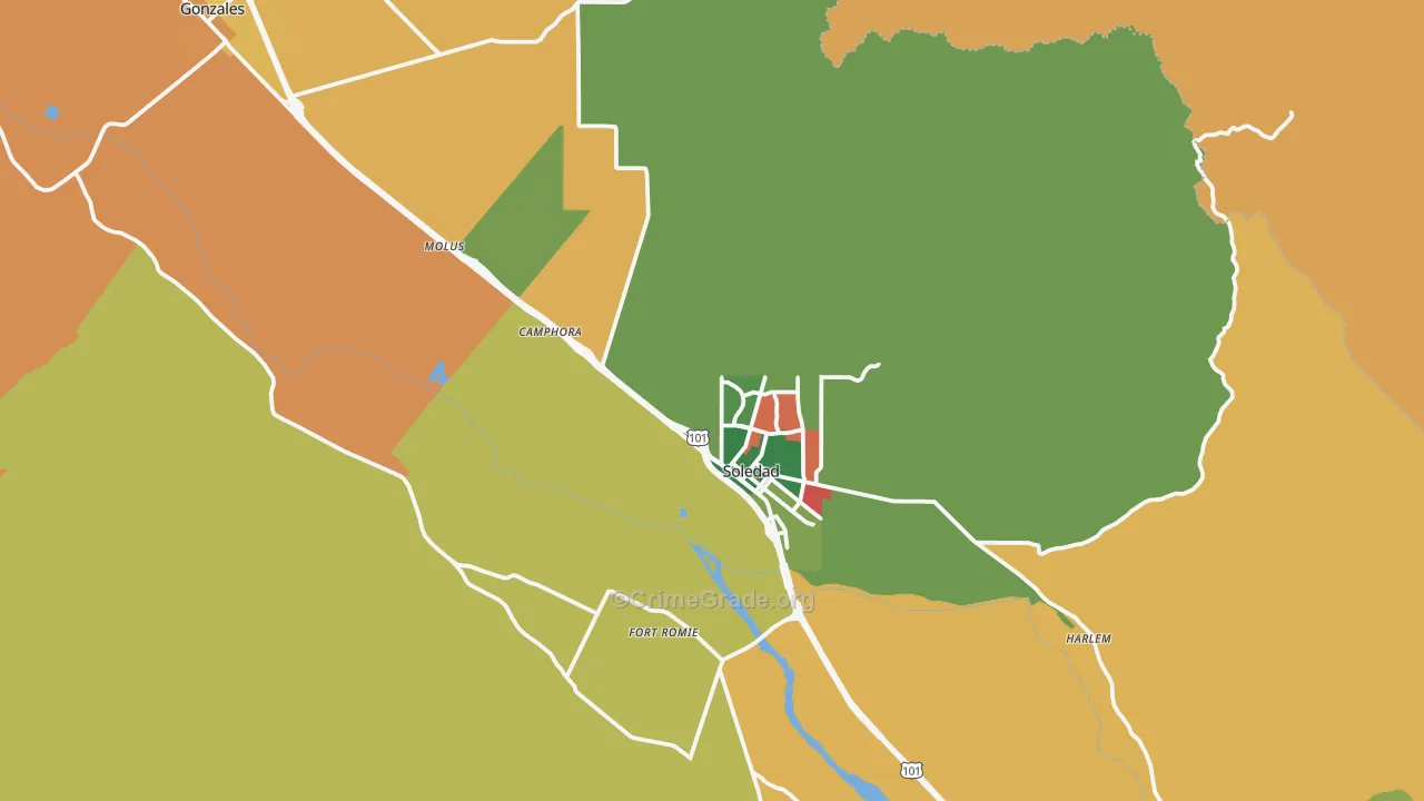 93960, CA Map of Theft Rates