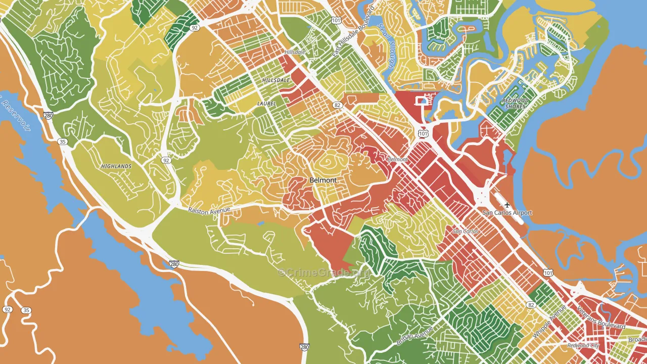 94002, CA Map of Theft Rates