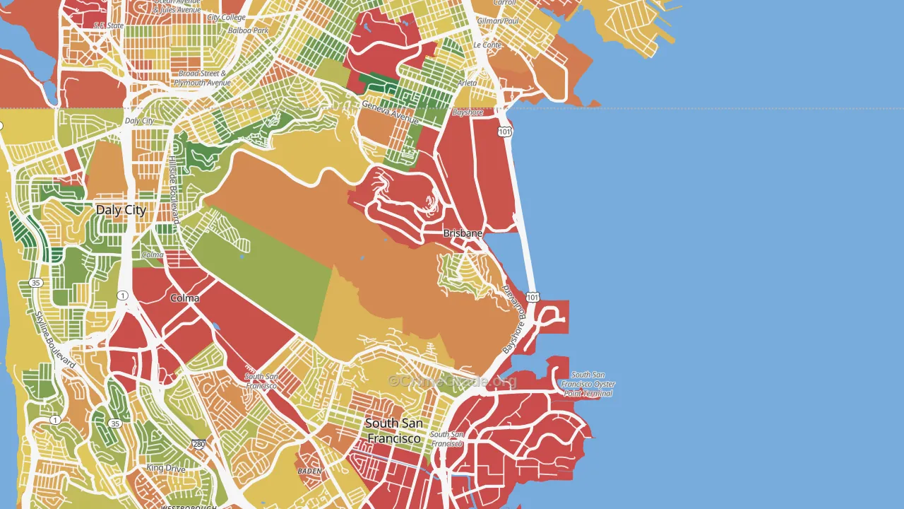 94005, CA Map of Theft Rates