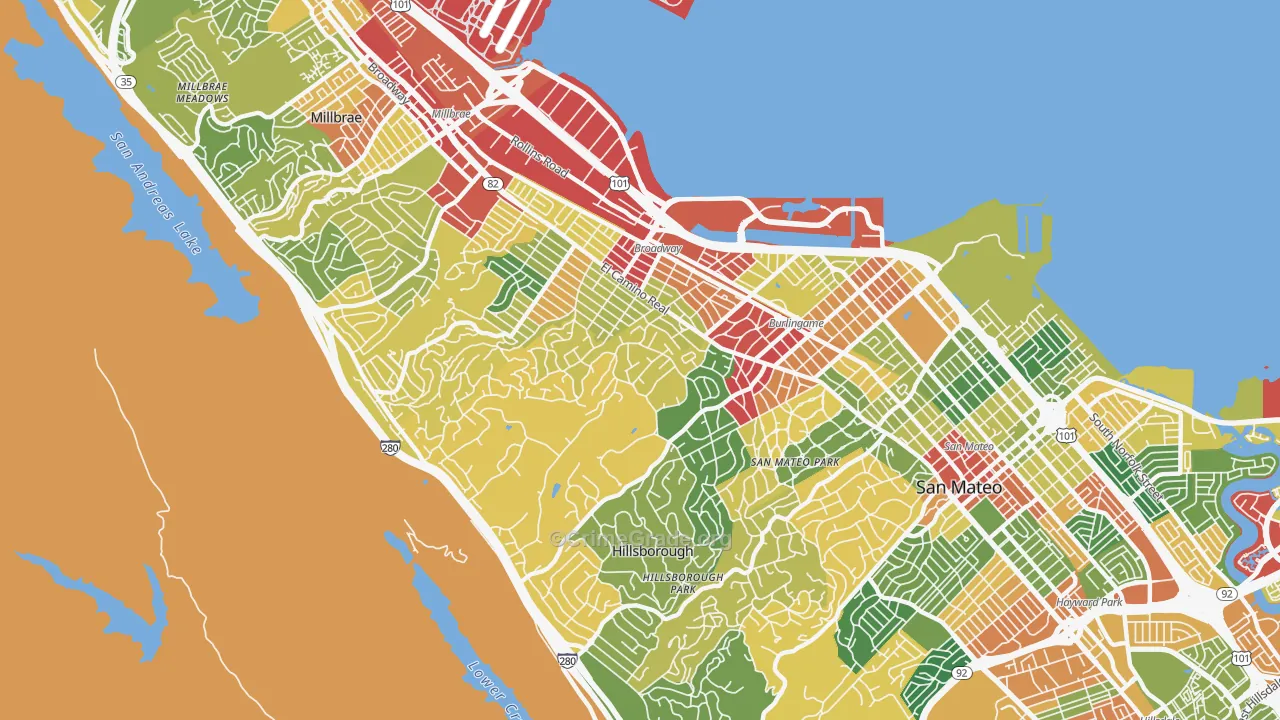 94010, CA Map of Theft Rates