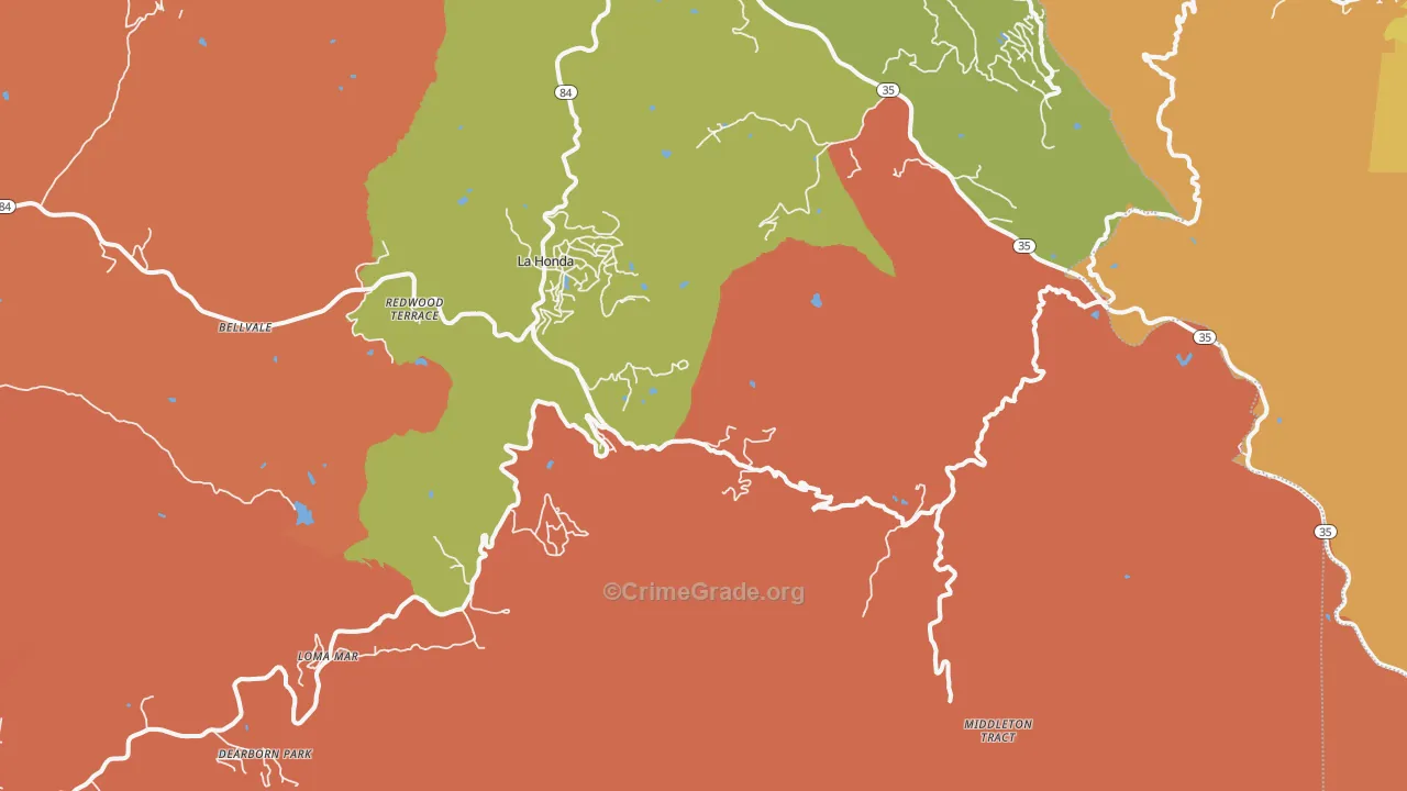 94020, CA Map of Theft Rates